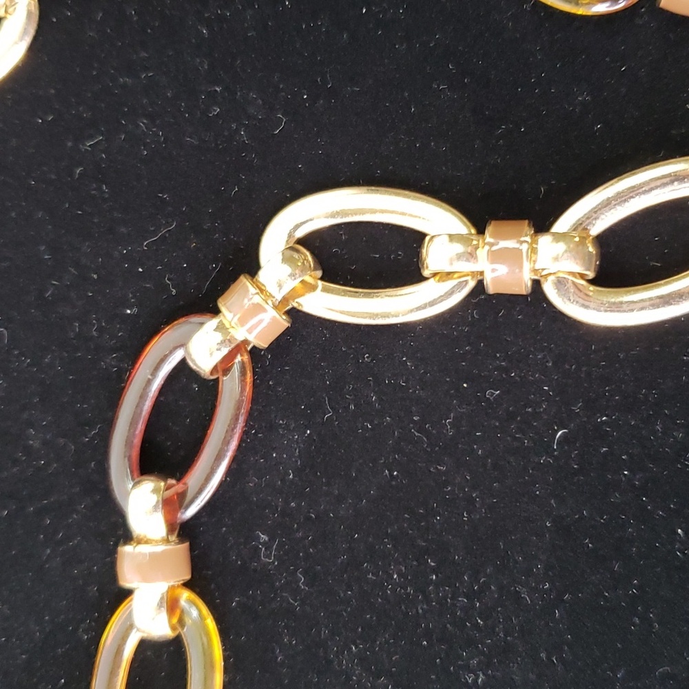 Coldwater Creek necklace Boho faux  amber tortoise gold necklace - Picture 4 of 6